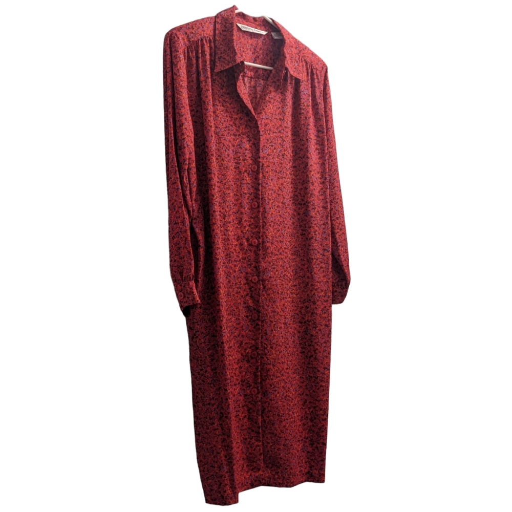🆕 Draper's & Damon's Red Abstract Button Down Dress 10